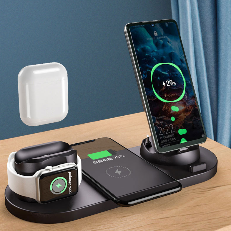 6 in 1 Wireless Charger Station - Fast Charging Dock for iPhone, Apple Watch & AirPods