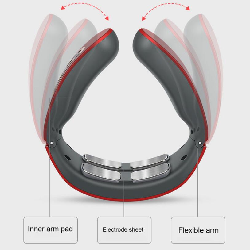 USB Rechargeable 4-Head Cervical Spondylosis Massager – Intelligent Pulse Kneading & Heating Neck Protector for Whole Body Meridian Massage
