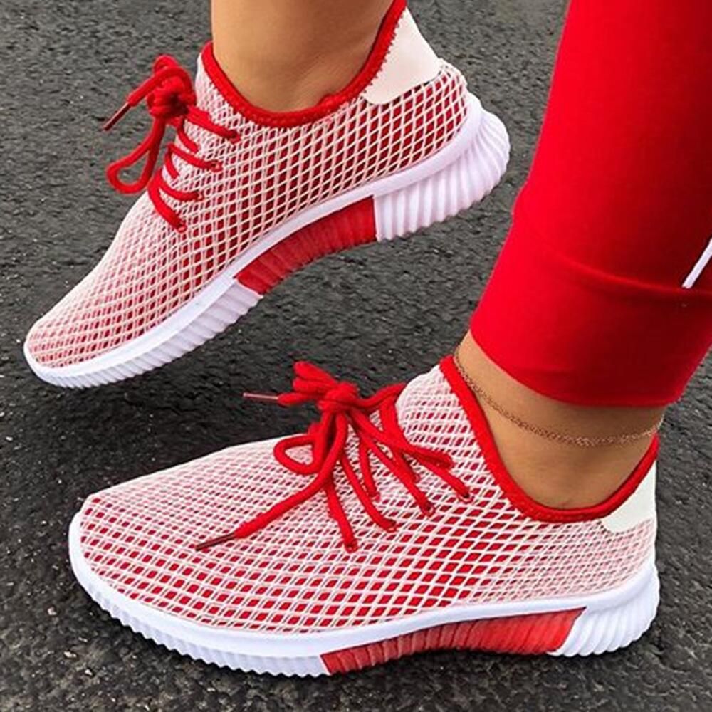 Women's Colorful Sneakers - Comfortable Lace-Up Vulcanized Walking Shoes | Casual Flat Fashion Sneakers