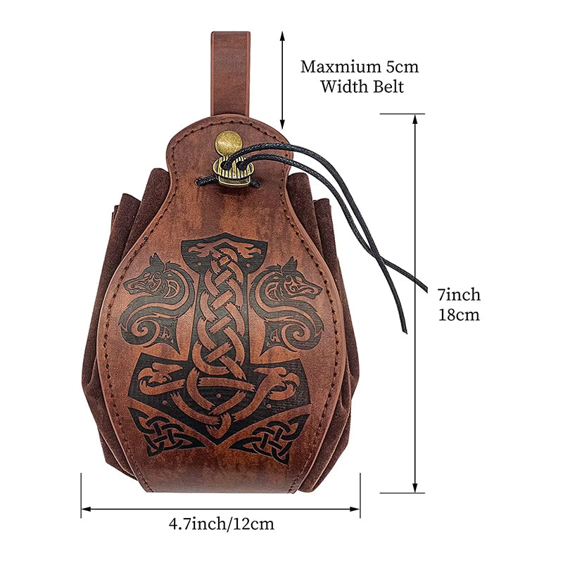 Beautiful 5-Piece Leather DND Dice Tray & Drawstring Pouch Set for RPG Games. A Perfect Gift for Gamers.