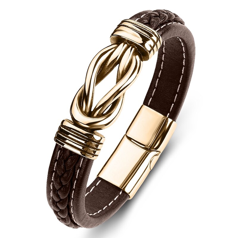 Bold men’s punk leather bracelet crafted with titanium steel. Durable, stylish, and edgy—perfect for daily wear, street fashion, and biker looks.