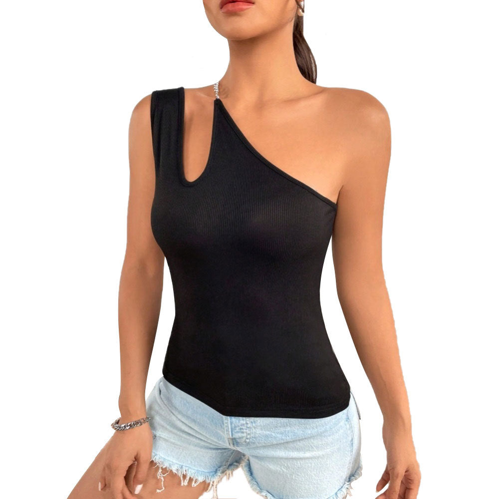 Haut sans manches à épaules dénudées Zarusky – Chemisier moulant sexy pour femme