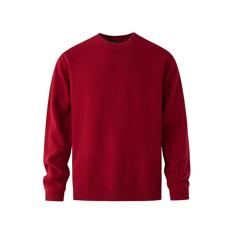 Men’s Casual Round Neck Knit Pullover Sweater – Thick Warm Winter Base Layer, Comfortable Commute & Everyday Wear