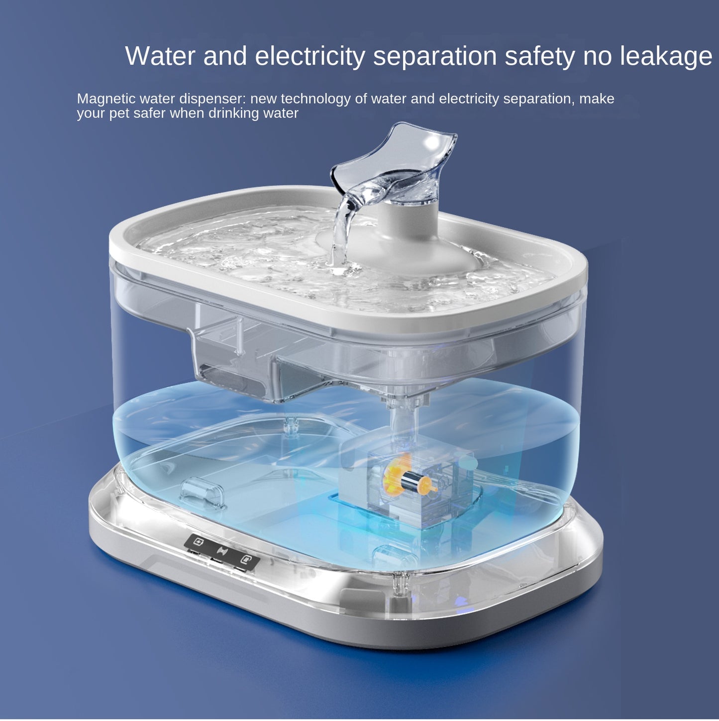 Cordless rechargeable cat water dispenser with large capacity. Long-lasting battery ensures fresh water supply—safe, quiet, and ideal for daily pet hydration.