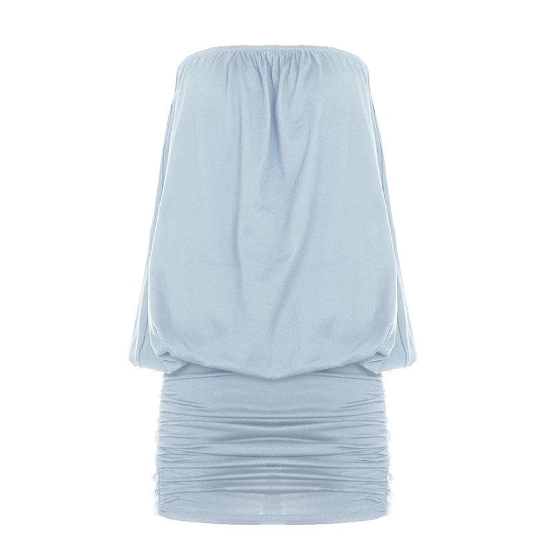 Women's One-Shoulder Pleated Wrap Front Bodycon Mini Dress – Milk Silk