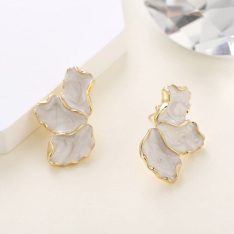 Maple Leaf Flower Earrings for Women – Light Luxury Colorful Petal Enamel Earrings