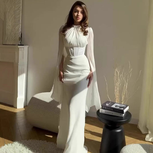Women's Elegant Slim Fit Long Sleeve Floor-Length Dress – Noble Style 6 Colors