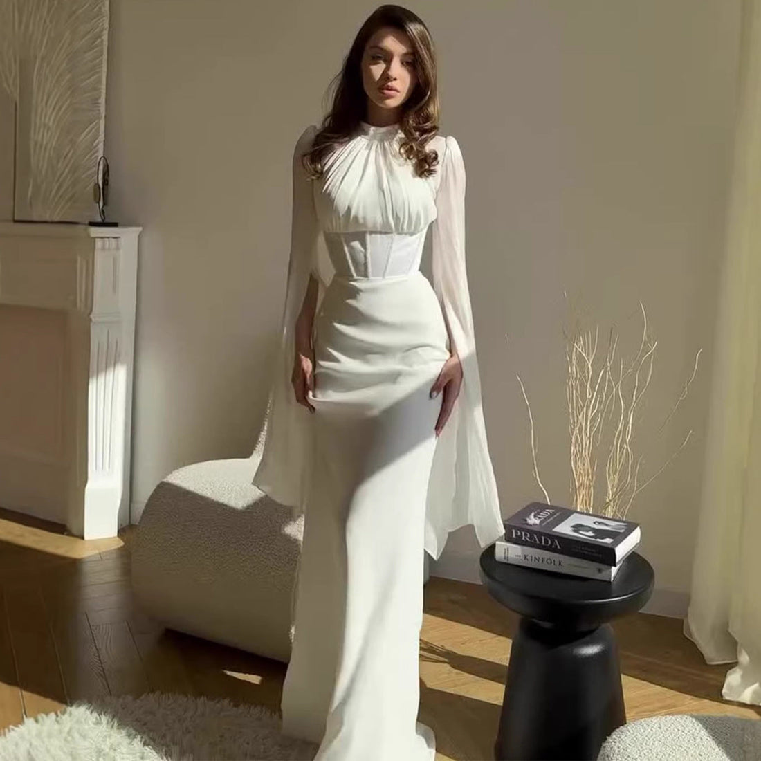 Women's Elegant Slim Fit Long Sleeve Floor-Length Dress – Noble Style 6 Colors