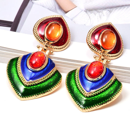 Trendy Oiled Colorful Fashion Earrings – Glossy Finish Statement Jewelry for Women