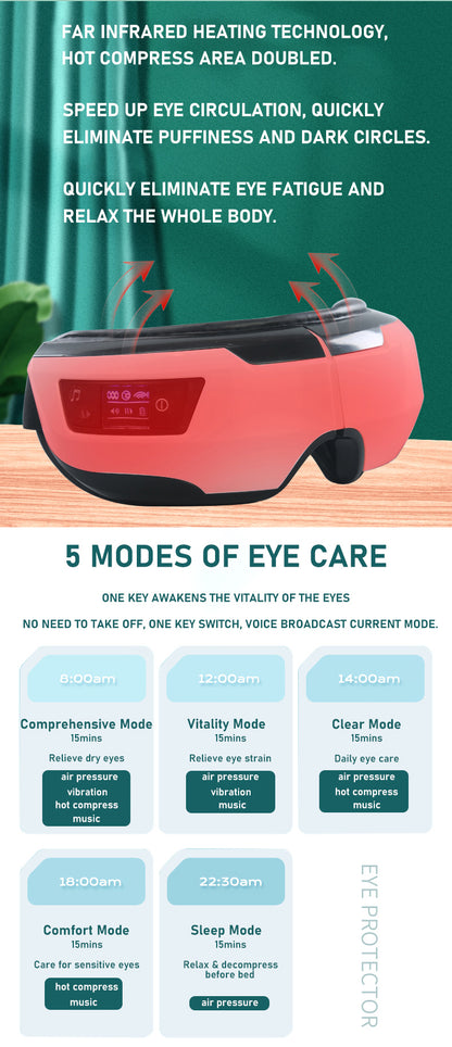 Zarusky™ Eye Massager – Vibration, Air Pressure & Heating Therapy with Bluetooth Music for Relaxation & Vision Care