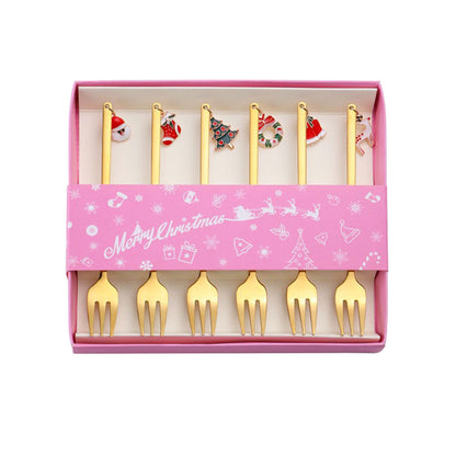 Elegant stainless steel coffee spoon and dessert fork set, perfect as a Christmas gift. Durable, stylish, and ideal for daily use or festive table settings.