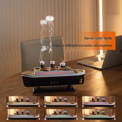 Simulated Ship Smoke Ring Aromatherapy Humidifier – Volcano Jellyfish Mist Diffuser with Ambient Light