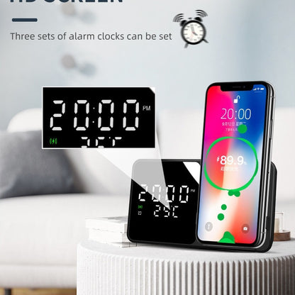 3-in-1 Fast Wireless Charging Station & Digital Alarm Clock | 15W Phone Stand with Temperature Gauge & LED Display