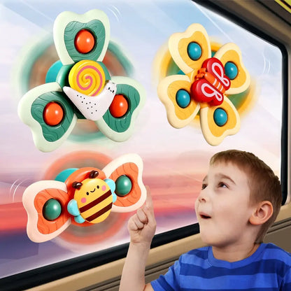 3PCS Cartoon Baby Bath Toy Set | Bee Butterfly Snail Rotating Fidget Spinner Toys with Suction Cup | Cute Insect Bath Toys for Kids, Gifts & Wholesale