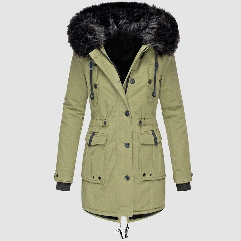 Zarusky™ Luxe Winter Fleece-Lined Cotton Parka for Women – Oversized Hooded Coat with Plush Fur Collar | Premium Warm Designer Outerwear