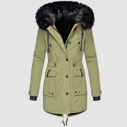 Zarusky™ Luxe Winter Fleece-Lined Cotton Parka for Women – Oversized Hooded Coat with Plush Fur Collar | Premium Warm Designer Outerwear