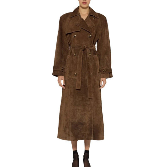 Elegant Women’s Brown Long Coat with Belted Waist – Winter Luxury Outerwear, Timeless & Chic Style