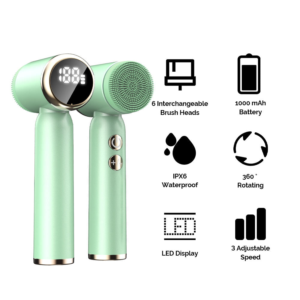 Zarusky™ 6-in-1 Hydro-Glow Facial Device – Ultrasonic Hot & Cold Pore Cleanser with LED Display