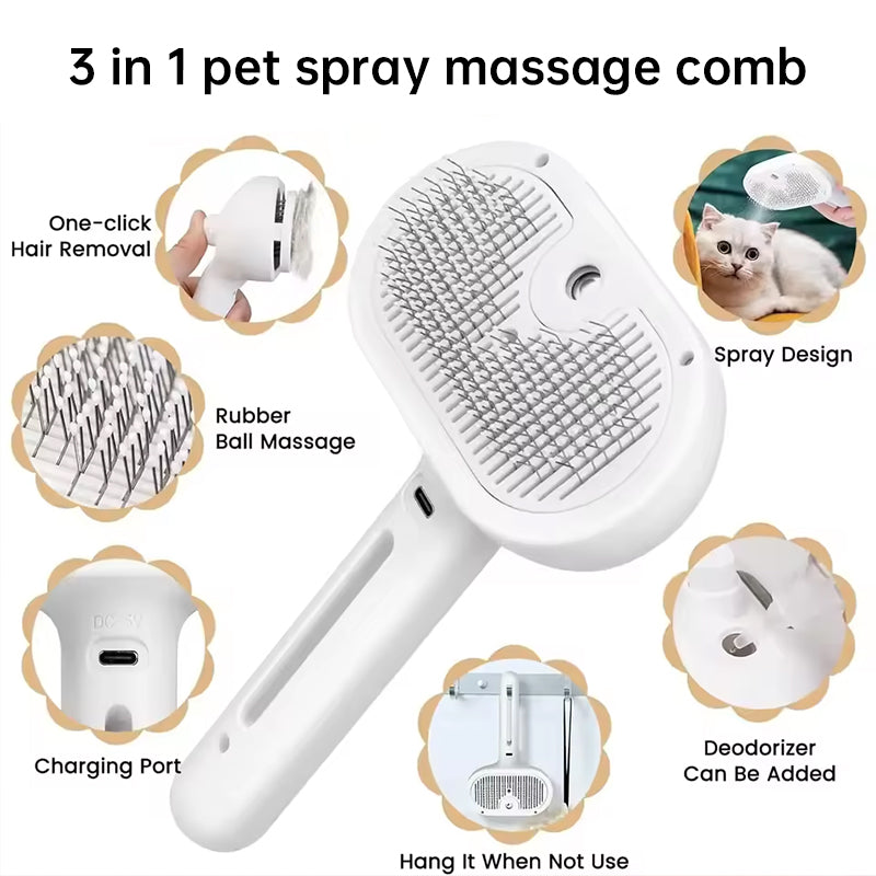 Upgraded electric pet grooming comb with gentle steam technology. Removes loose hair, cleans fur, and styles coats—safe and comfortable for dogs and cats.