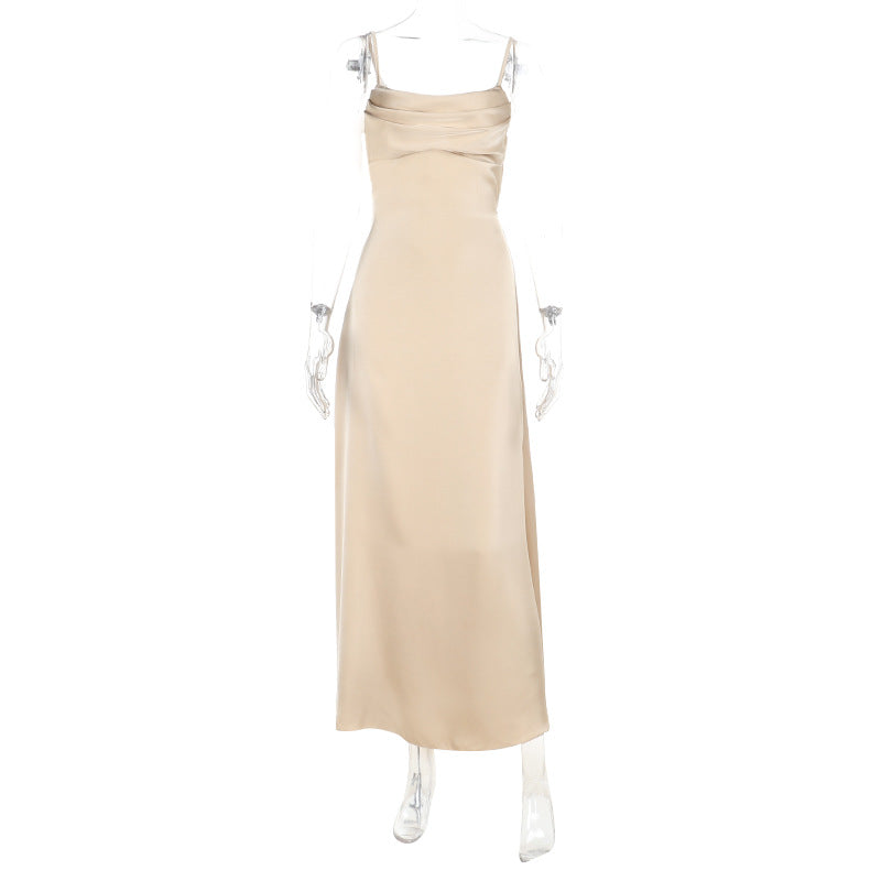 Strap satin princess style champagne colored skirt