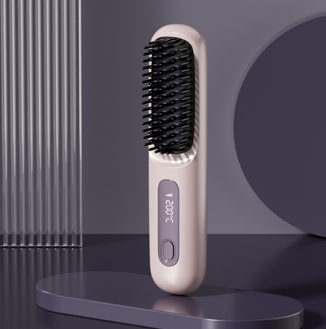 Cordless hair straightener comb with digital adjustable temperature. Safe, easy to use, and perfect for smooth styling at home or while traveling.