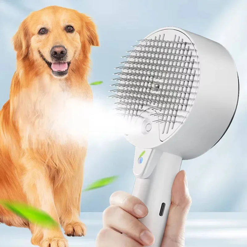 Electric pet spray massage comb with gentle water steam. Cleans, removes loose hair, and massages—perfect for cats, dogs, and kittens during grooming or bath time.