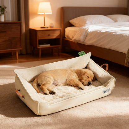 Durable all-weather dog house built for medium and large dogs. Chew-resistant, portable, and washable—ideal for indoor and outdoor comfort year-round.