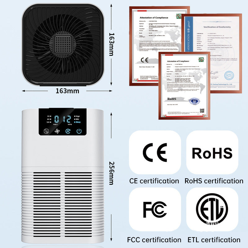 Compact negative ion desktop air purifier for indoor use. Helps reduce formaldehyde, remove odors, and support cleaner, fresher air at home or office.