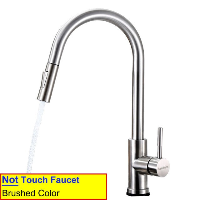 Durable 304 stainless steel kitchen faucet with hot and cold water control. Pull-out design for easy washing, rinsing, and everyday kitchen use.