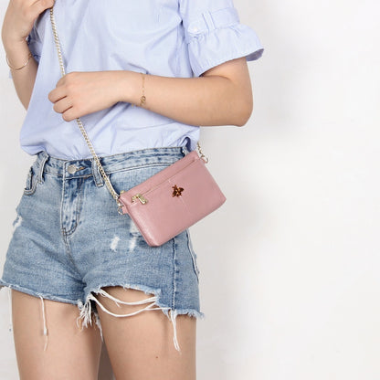 Zarusky Genuine Leather Messenger Bag - Retro Chain Crossbody Handbag