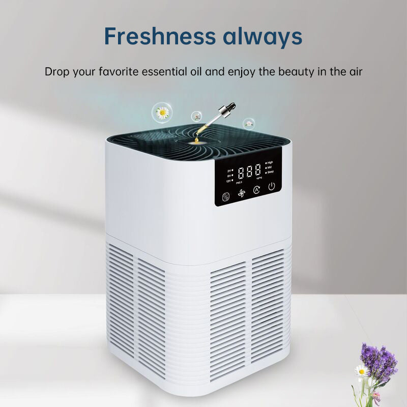 Compact negative ion desktop air purifier for indoor use. Helps reduce formaldehyde, remove odors, and support cleaner, fresher air at home or office.