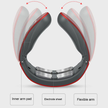 USB Rechargeable 4-Head Cervical Spondylosis Massager – Intelligent Pulse Kneading & Heating Neck Protector for Whole Body Meridian Massage