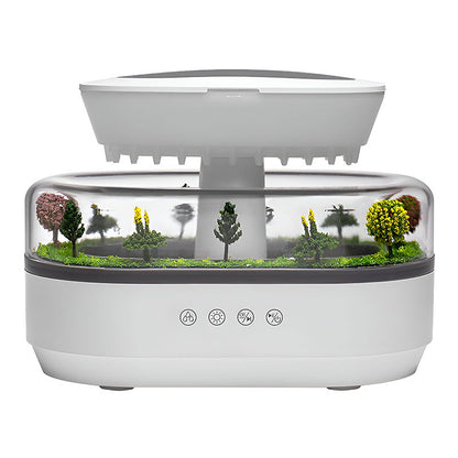 Raindrop-style aroma humidifier with soothing LED lights and white noise. Gently diffuses essential oils to create a calm, relaxing home environment.e.