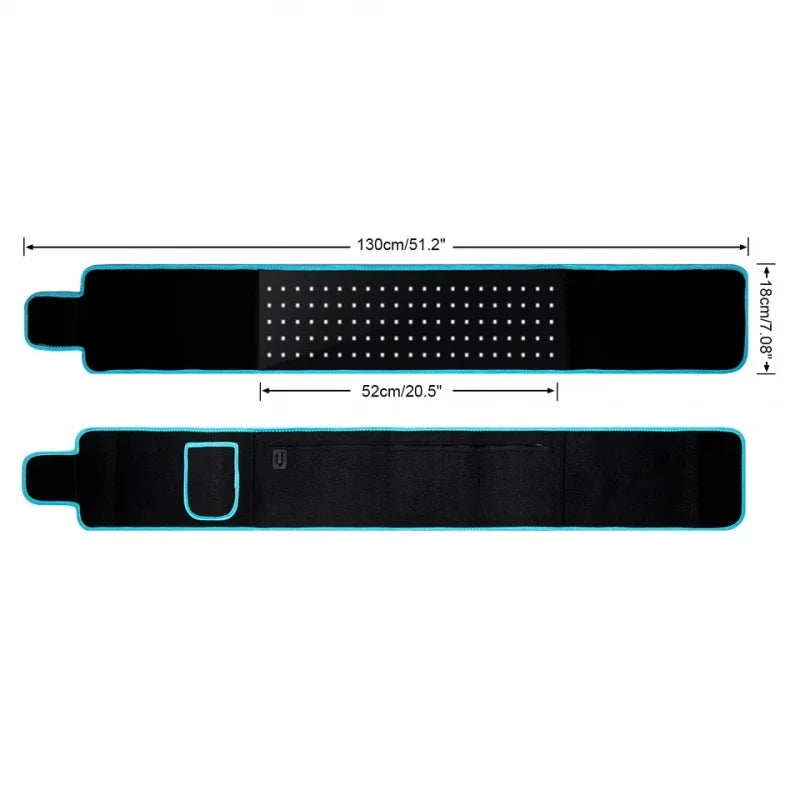 Wireless smart heat waist massager belt with LED red light and infrared therapy. Soothing warmth and massage support for waist comfort, relaxation, and daily wellness.