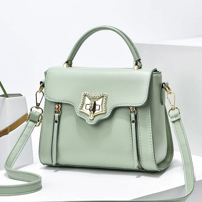 Luxury Leather Rhinestone Handbag - Designer Tote Shoulder Bag