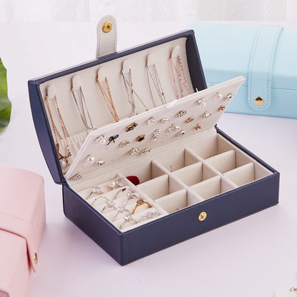 Portable PU Leather Jewelry Storage Box – Earrings, Necklace & Ring Organizer