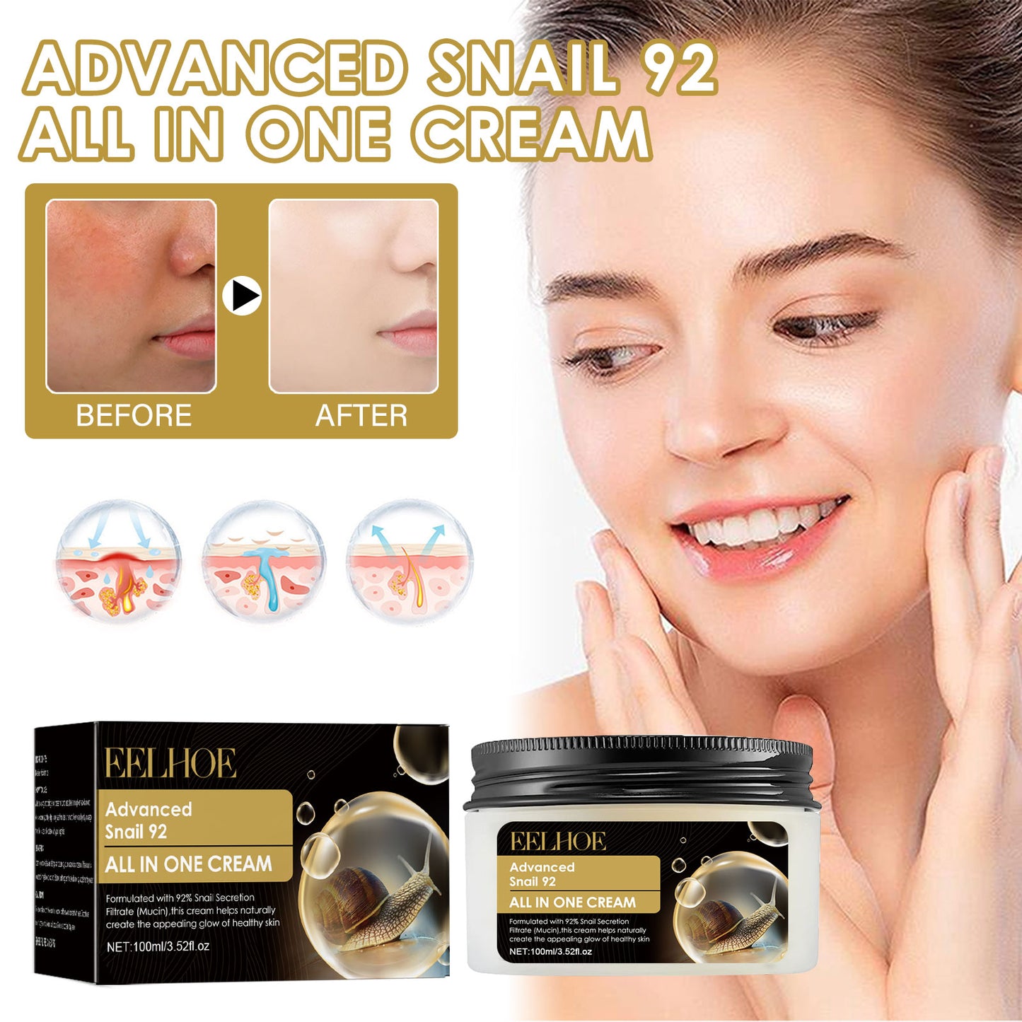 Zarusky Advanced Snail 92 All In One Cream - Brightening Firming Moisturizer