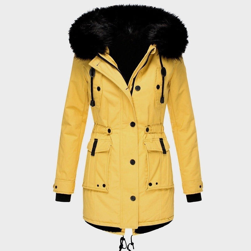 Zarusky™ Luxe Winter Fleece-Lined Cotton Parka for Women – Oversized Hooded Coat with Plush Fur Collar | Premium Warm Designer Outerwear