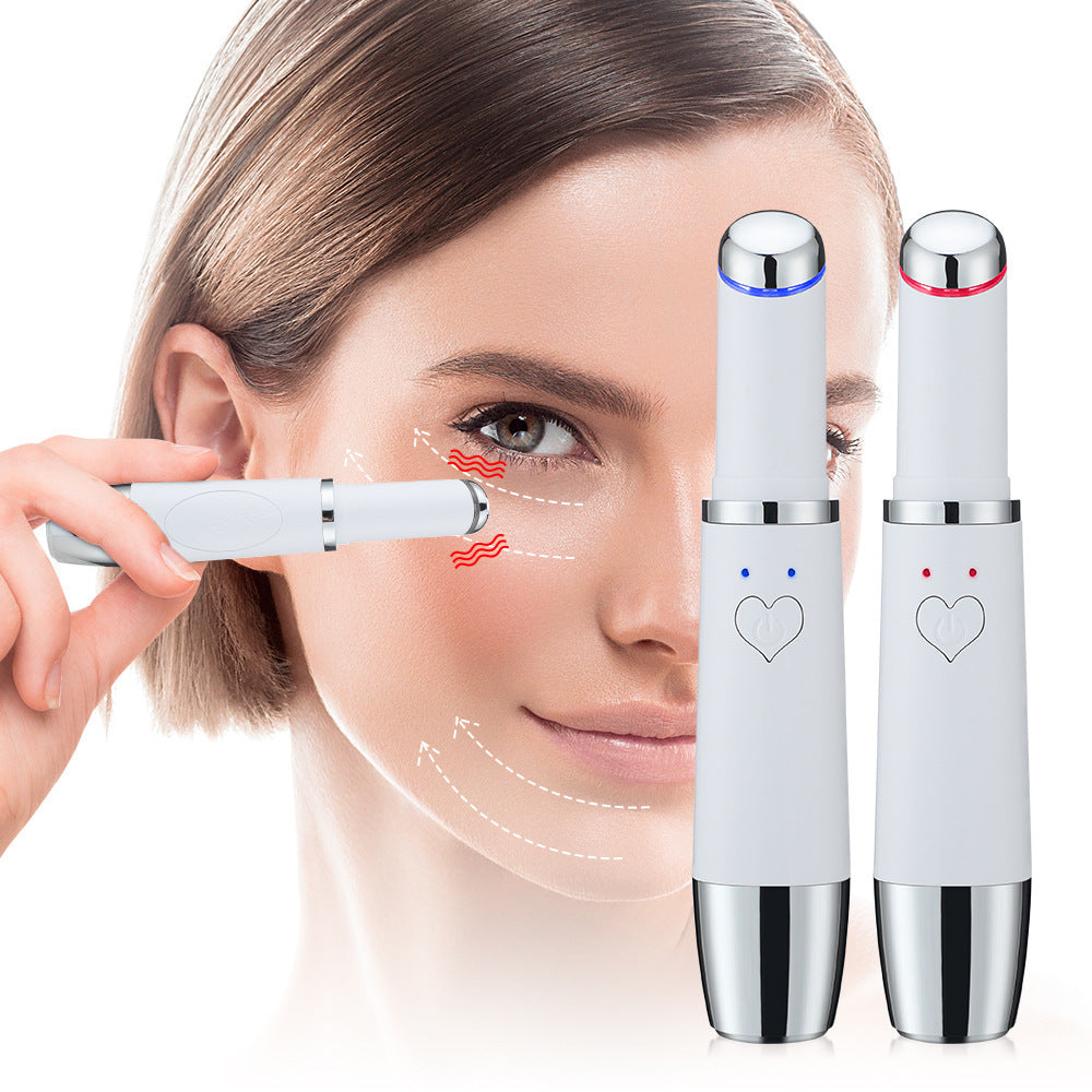 Red & Blue Light Eye Massager Pen – Heating Vibration Eye Beauty Device for Dark Circles & Puffiness