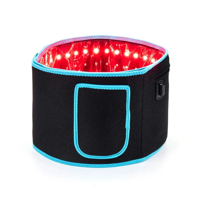 Wireless smart heat waist massager belt with LED red light and infrared therapy. Soothing warmth and massage support for waist comfort, relaxation, and daily wellness.
