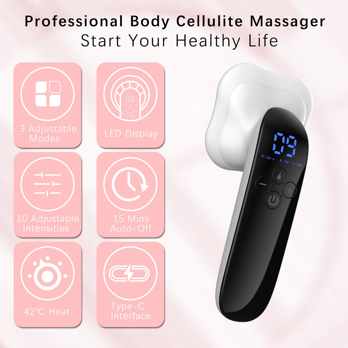 Ultrasonic Hot Cold LED Facial Massager - Face Lifting Vibration Device