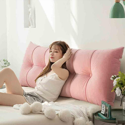 Soft and warm feather-cotton backrest cushion with brushed fabric. Triangular design provides comfortable support for bed, sofa, and reading time.