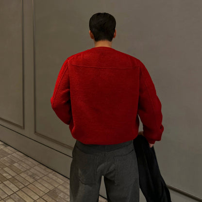 Men’s Casual Round Neck Knit Pullover Sweater – Thick Warm Winter Base Layer, Comfortable Commute & Everyday Wear