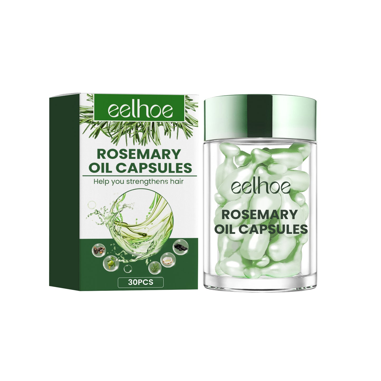 Zarusky Rosemary Oil Capsules – Strengthen Hair Roots & Stop Hair Loss | USA 2-6 Days