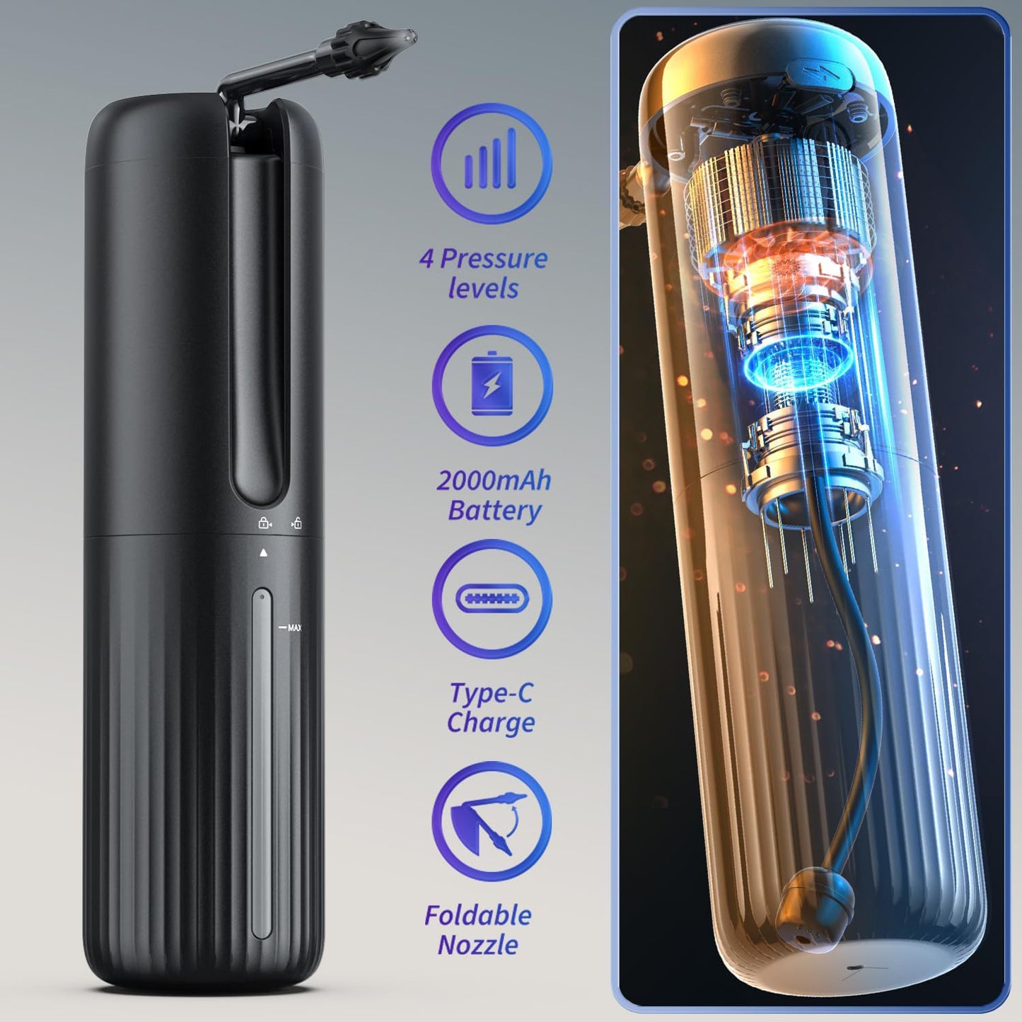 Easy-to-use electric ear washer for gentle household ear cleaning. Designed for convenient earwax rinsing with controlled water flow.