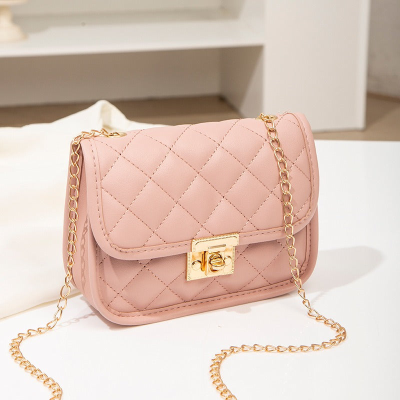 Embroidered Chain Bag - Women's Small Square Crossbody Purse