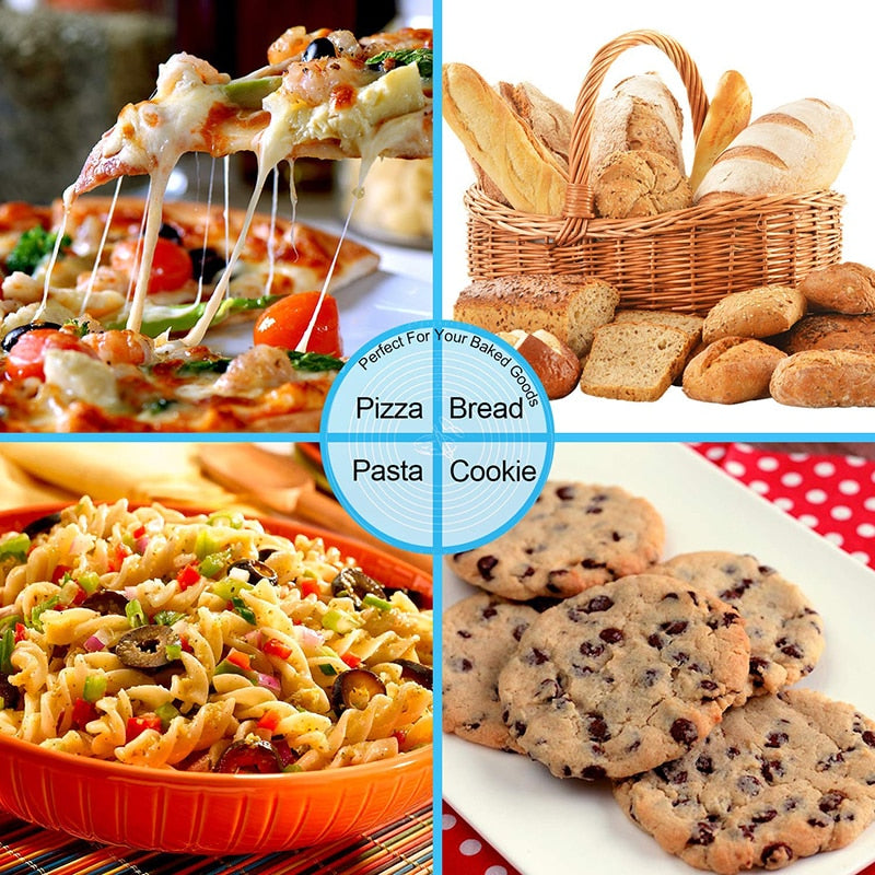 Extra-large silicone baking mat with non-stick surface. Ideal for rolling dough, pizza, macarons, and pastries—reusable, flexible, and easy to clean.