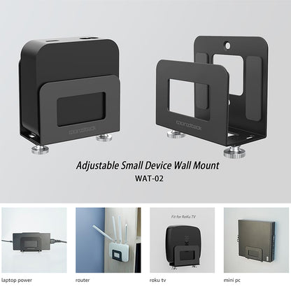 Universal adjustable wall mount for Apple TV, routers, modems, and TV boxes. Space-saving, sturdy, and easy to install—perfect for clean home setups.