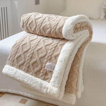 Double-layer polar fleece blanket with ultra-soft texture. Thick, warm, and cozy—perfect for autumn/winter use on sofas, beds, and office naps.
