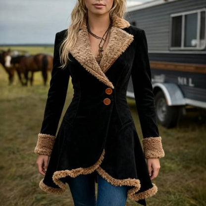 Luxury Faux Fur Lined Leather Jacket for Women – Winter Warm Leather Outerwear Coat, Stylish & Cozy